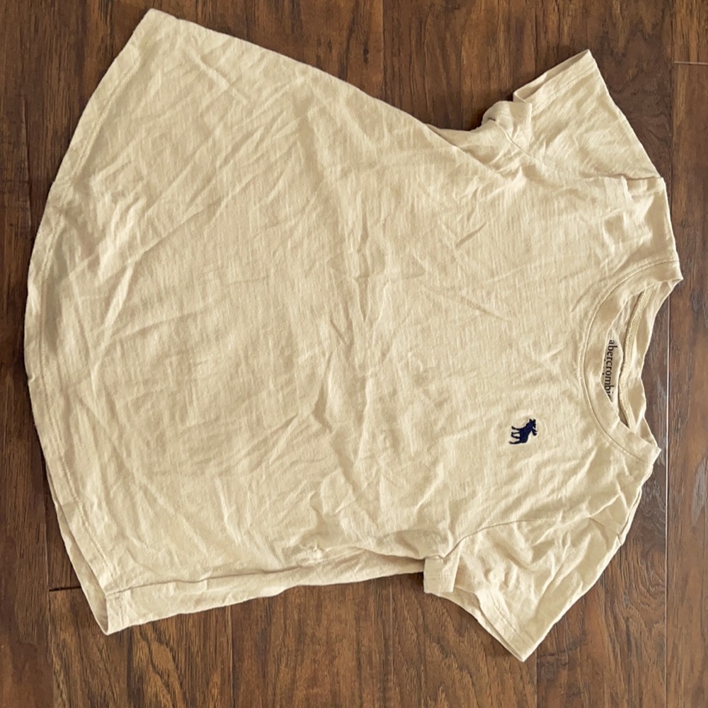 Abercrombie - Girls Curved Hem Beige T-Shirt